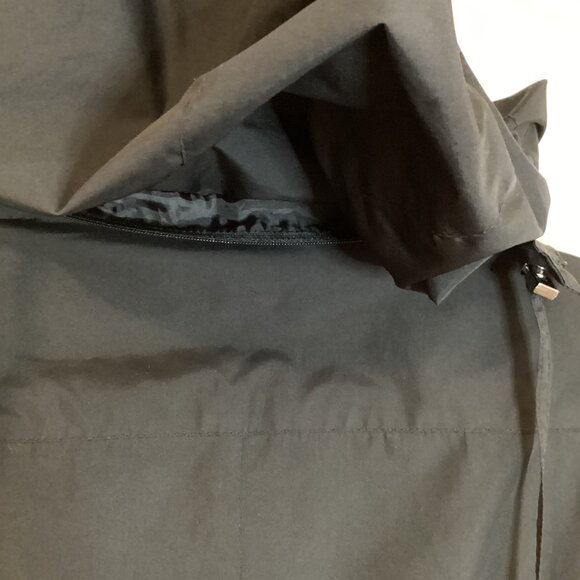 Alfani Womens Black Rain Coat Jacket Size L Hooded Lined Lightweight Windbreaker - Picture 9 of 11